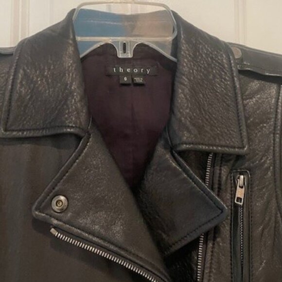 Theory Buttery Soft Leather Moto Jacket - Sz Small - Picture 7 of 15
